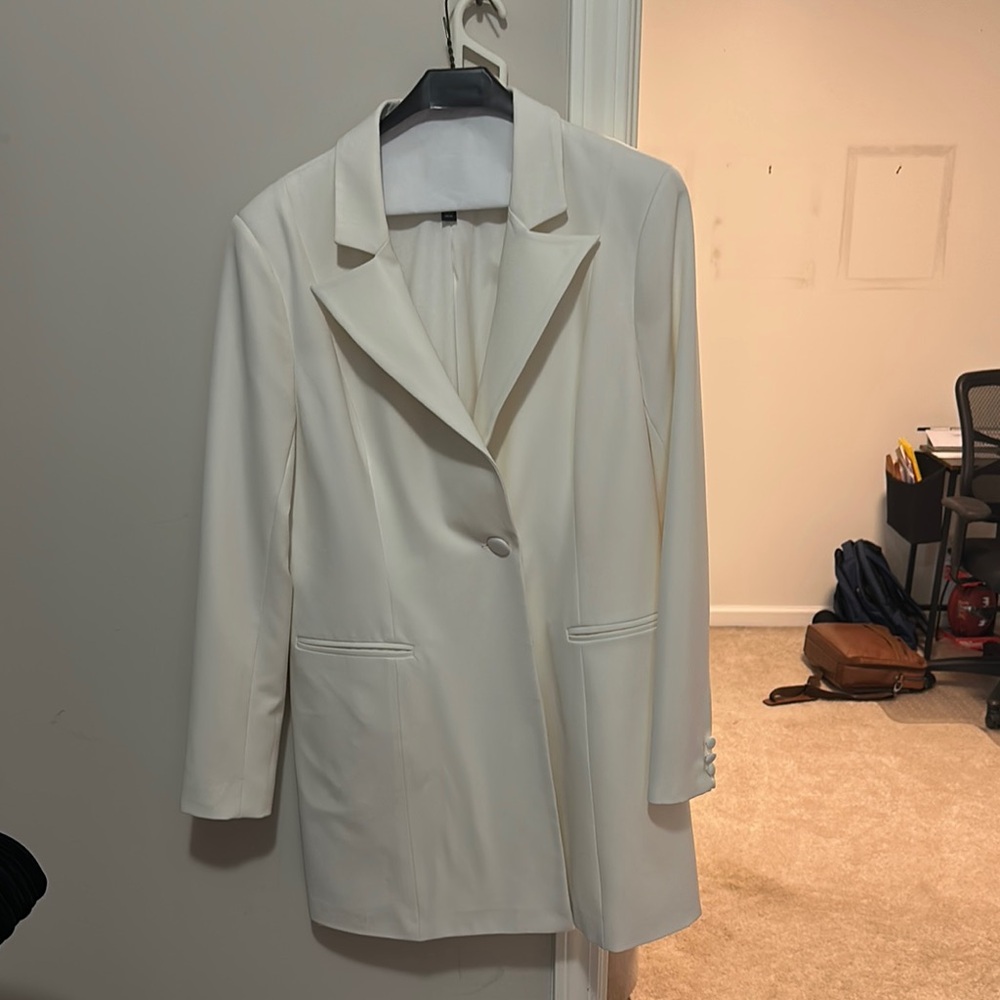 Aidan Mattox White Blazer Dress